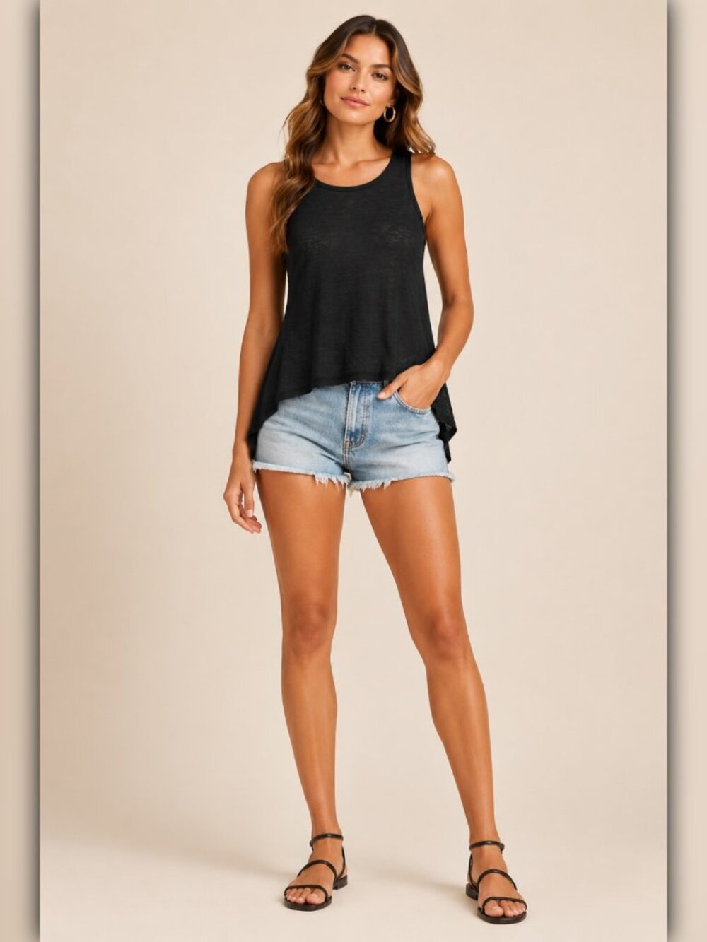 A321-C • Sheer Hi-Lo Sleeveless Tank Top